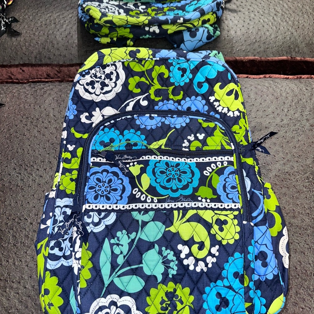 Disney blue and green Floral Quilted Backpack